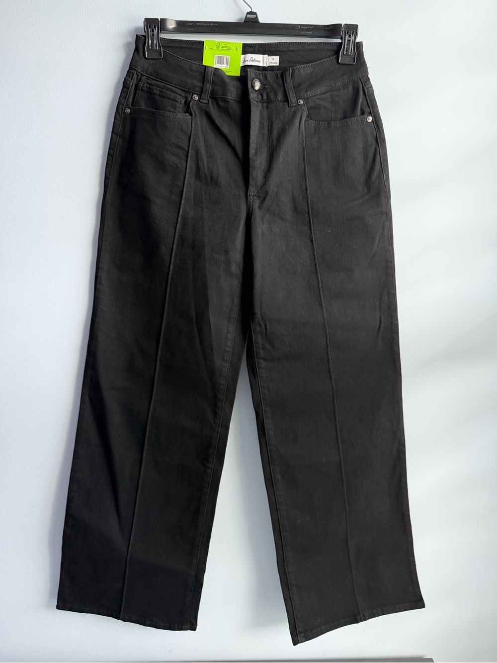 Sam Edelman Women's Black Denim Pintuck Wide Leg Jean Size 6